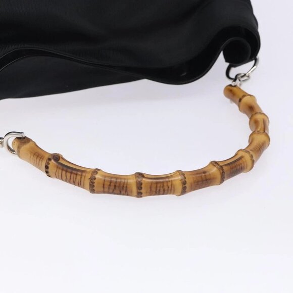 GUCCI Bamboo Hand Bag Nylon Black Silver - Picture 7 of 15